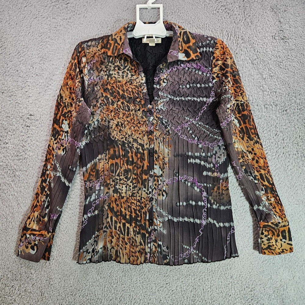 Coldwater Creek Shirt‎ Top Women Small Pleated Pullover Multicolor Polyester - S